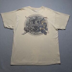 ODM T-Shirt Mens XL Tan Guardians of Paradise Dragon Tiger‎ Y2K Graphic Tee